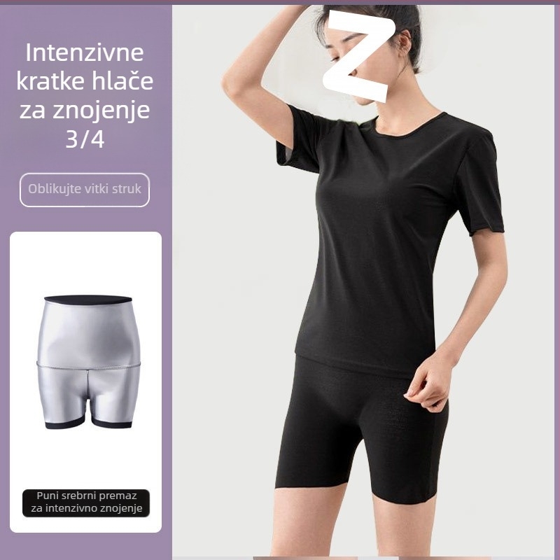 Ženski set za znojenje za fitness – Poboljšana verzija sagorijevanja masnoće, top i hlače za kontrolu trbuha