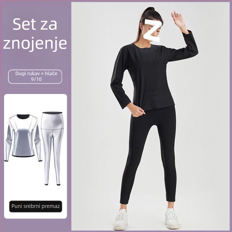 Ženski set za znojenje za fitness – Poboljšana verzija sagorijevanja masnoće, top i hlače za kontrolu trbuha