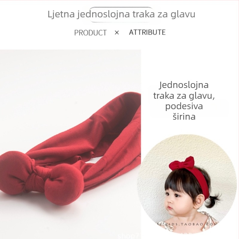 Dječja traka za kosu sa širokim rubom i elastičnom trakom — slatka dječja dodatak za kosu