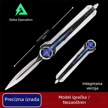Delta Operation Polaris džepni nož – metalni model igre s ispuštajućim mehanizmom, figurica od legure, muški lik, bez oštrice