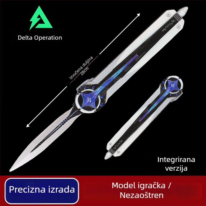 Delta Operation Polaris džepni nož – metalni model igre s ispuštajućim mehanizmom, figurica od legure, muški lik, bez oštrice