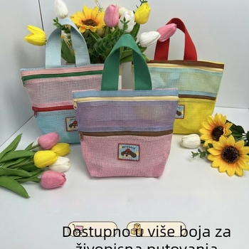Torba za pohranu s dvostrukim zatvaračem, prijenosna mrežasta torba, vanjska plažna torba, torba za kozmetiku i njegu kože, na skladištu