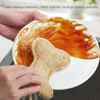Zelena lufa četka za pranje posuđa, kartunski uzorak, kuhinjsko čišćenje, dvostruko slojena pulpa lufe za posude