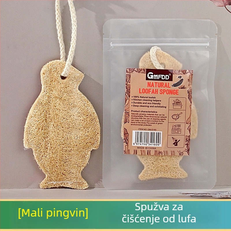 Zelena lufa četka za pranje posuđa, kartunski uzorak, kuhinjsko čišćenje, dvostruko slojena pulpa lufe za posude