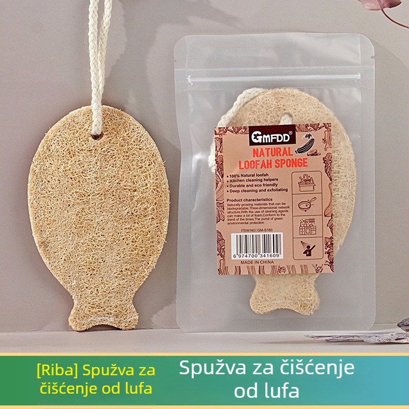 Zelena lufa četka za pranje posuđa, kartunski uzorak, kuhinjsko čišćenje, dvostruko slojena pulpa lufe za posude