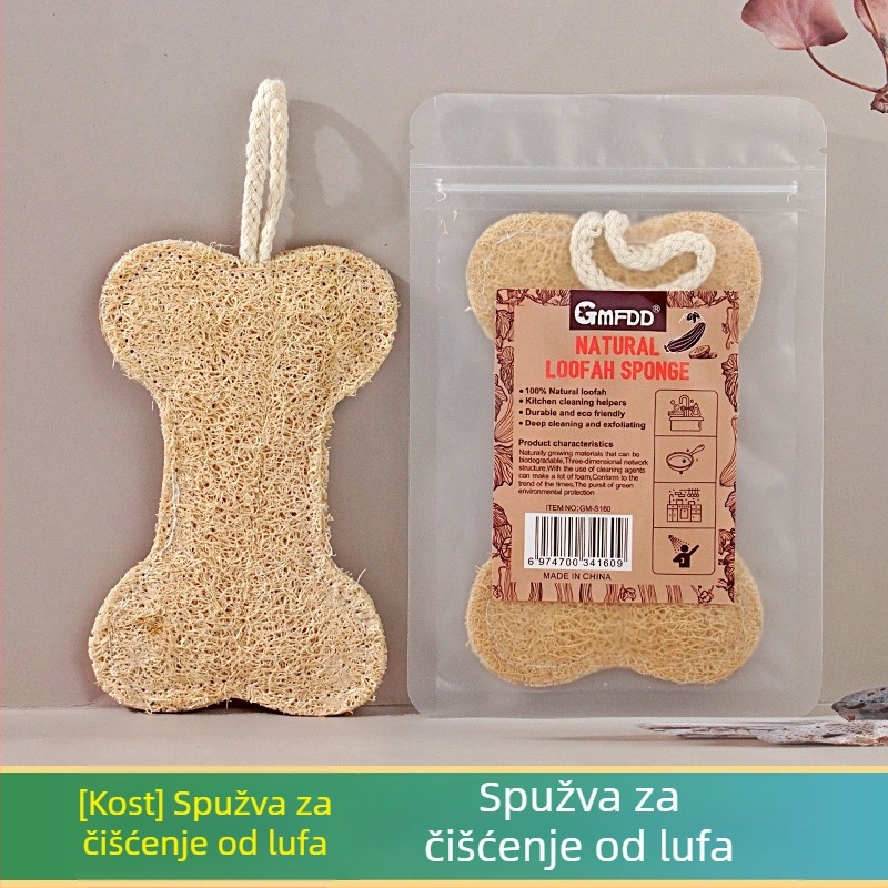Zelena lufa četka za pranje posuđa, kartunski uzorak, kuhinjsko čišćenje, dvostruko slojena pulpa lufe za posude