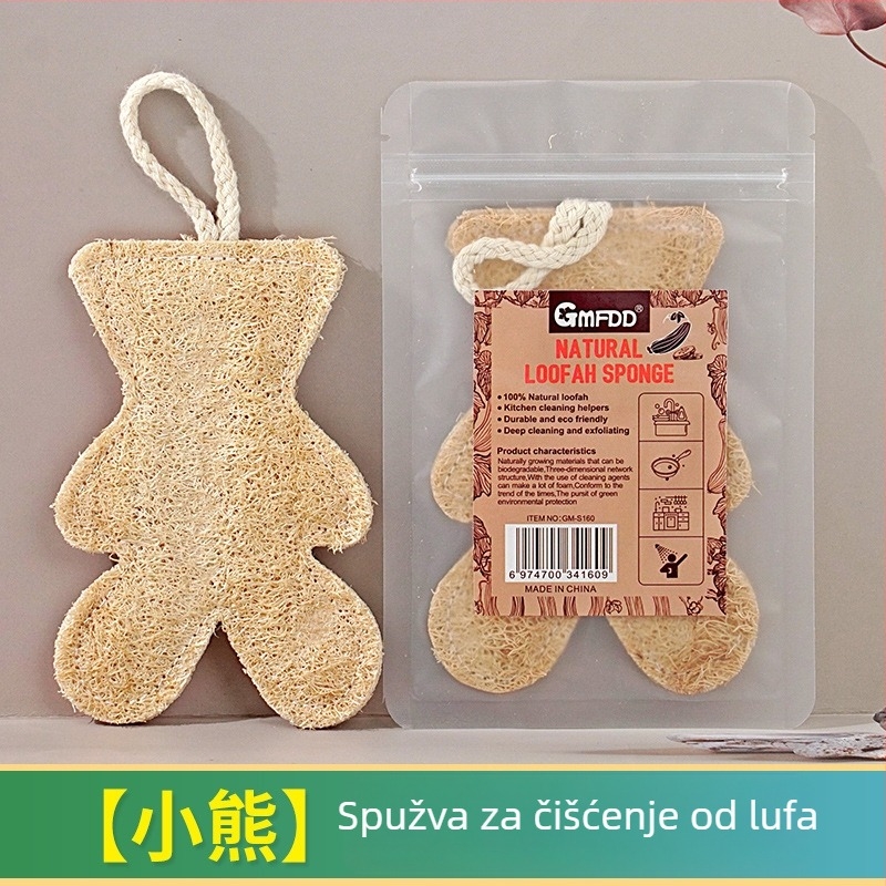 Zelena lufa četka za pranje posuđa, kartunski uzorak, kuhinjsko čišćenje, dvostruko slojena pulpa lufe za posude