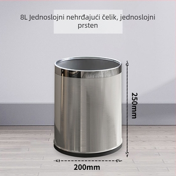 Nehrđajući čelični kanta za otpad, dvostruki sloj, bez poklopca, 12 L, za kućnu upotrebu (kuhinja, dnevni boravak, kupaonica)