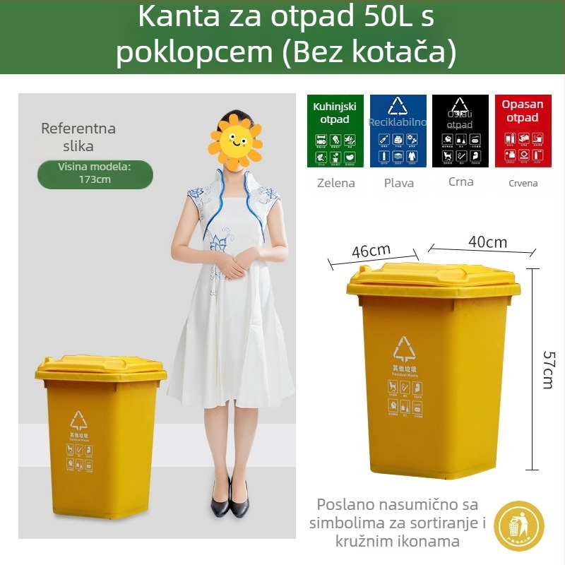 Plastični koš za smeće 30 L, kvadratni, s dodirnim poklopcem, za kućnu i komercijalnu upotrebu; pogodan za dnevni boravak, kuhinju i kupaonicu te dom ili studentski dom, unutarnja i vanjska uporaba.