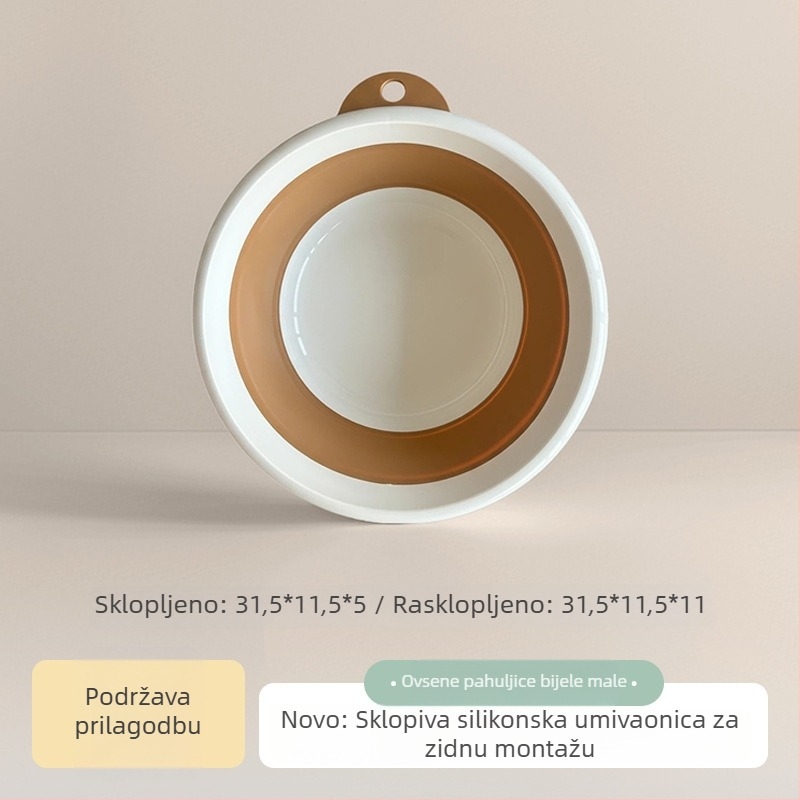 Sklopiva plastična misa za pranje lica i kose, okrugla misa za pranje povrća, proširiva velika misa.