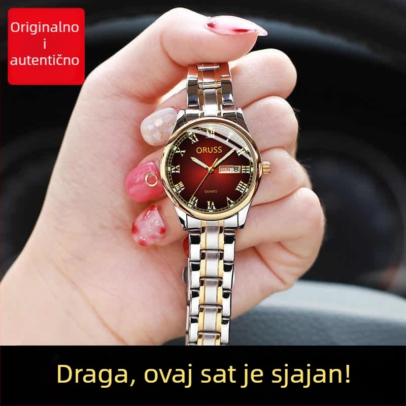 ORUSS ženski kvarcni sat, luminiscentni brojčanik, vodootporan do 30 m, keramičko kućište, brend, lagani luksuz, minimalistička elegancija