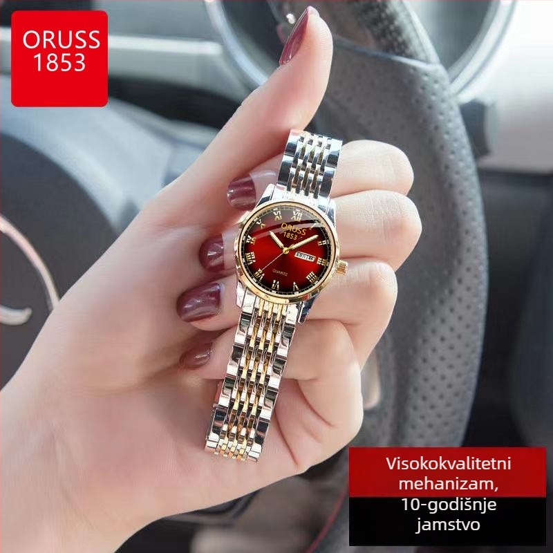 ORUSS ženski kvarcni sat, luminiscentni brojčanik, vodootporan do 30 m, keramičko kućište, brend, lagani luksuz, minimalistička elegancija