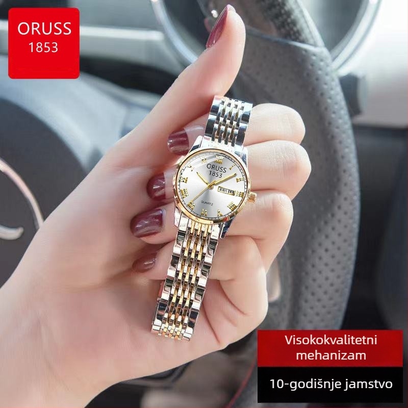 ORUSS ženski kvarcni sat, luminiscentni brojčanik, vodootporan do 30 m, keramičko kućište, brend, lagani luksuz, minimalistička elegancija