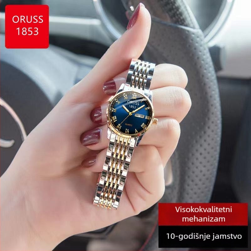 ORUSS ženski kvarcni sat, luminiscentni brojčanik, vodootporan do 30 m, keramičko kućište, brend, lagani luksuz, minimalistička elegancija