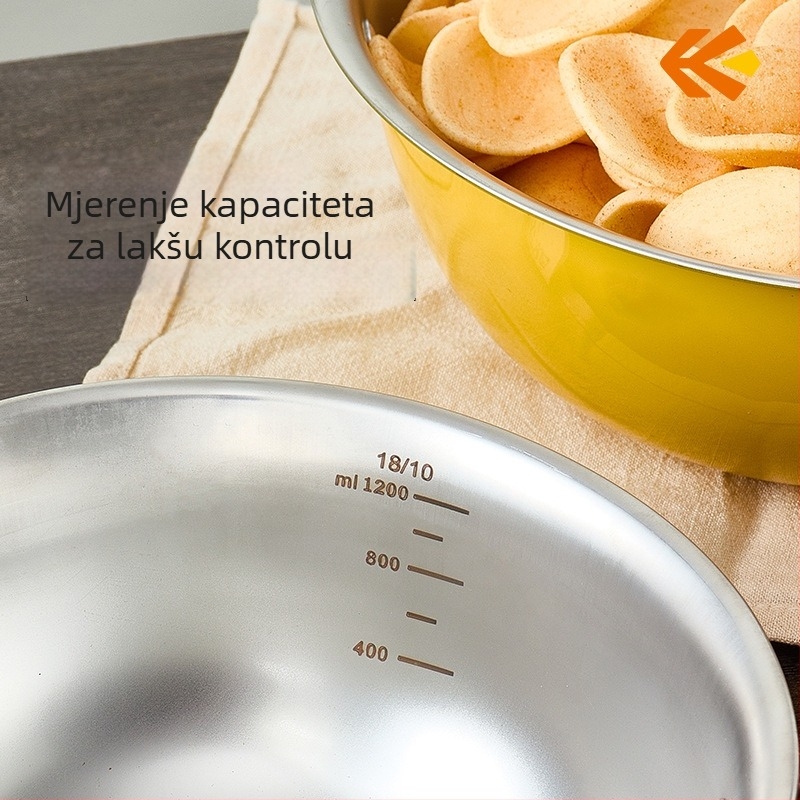 Korejskog stila posuda od nehrđajućeg čelika s dvije ručke, za salate i voće, s ručkom, pogodna za kuhanje i mućenje jaja kod kuće.