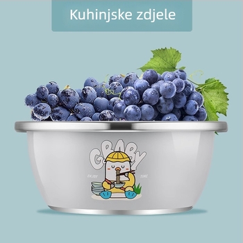 Kuhinjska posuda od nehrđajućeg čelika s odvodnom košarom za ispiranje povrća, tučenje jaja i mijesanje tijesta – dimenzije 23×9,5×21 cm