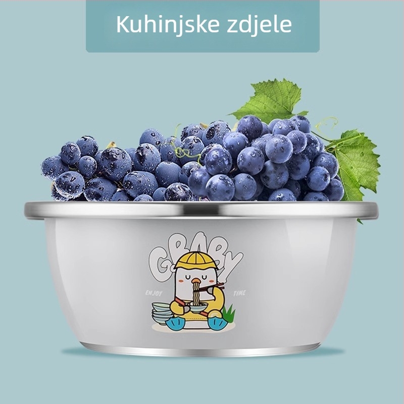 Kuhinjska posuda od nehrđajućeg čelika s odvodnom košarom za ispiranje povrća, tučenje jaja i mijesanje tijesta – dimenzije 23×9,5×21 cm