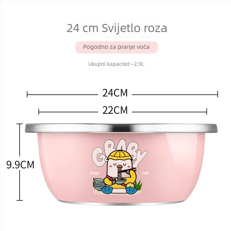 Kuhinjska posuda od nehrđajućeg čelika s odvodnom košarom za ispiranje povrća, tučenje jaja i mijesanje tijesta – dimenzije 23×9,5×21 cm