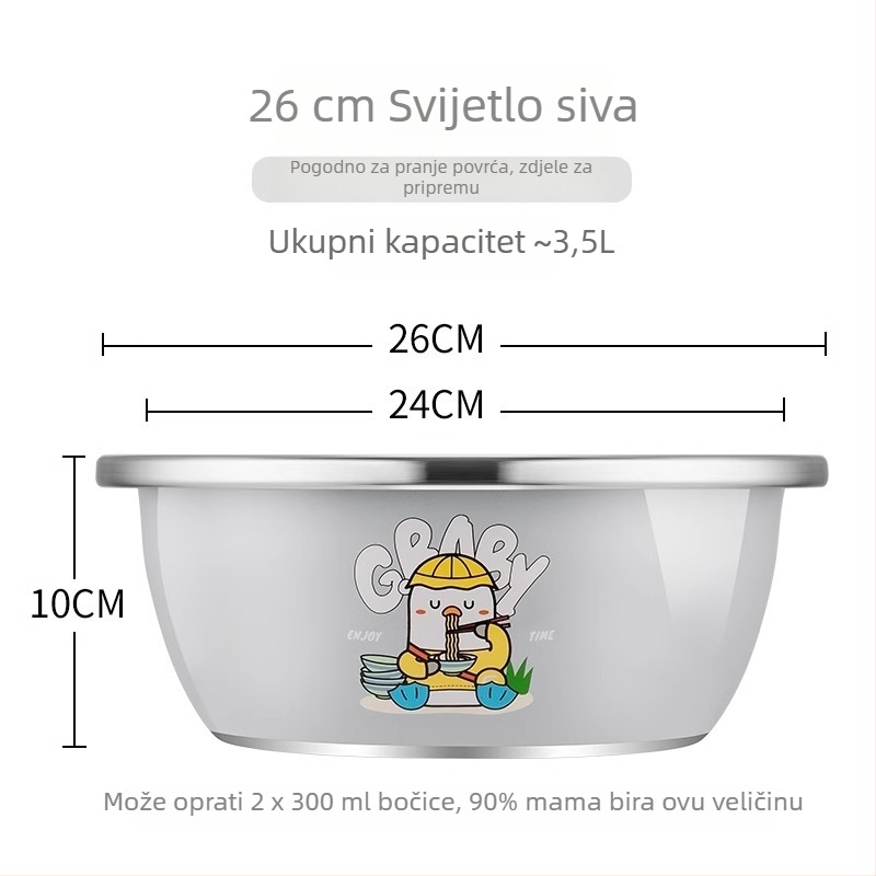 Kuhinjska posuda od nehrđajućeg čelika s odvodnom košarom za ispiranje povrća, tučenje jaja i mijesanje tijesta – dimenzije 23×9,5×21 cm