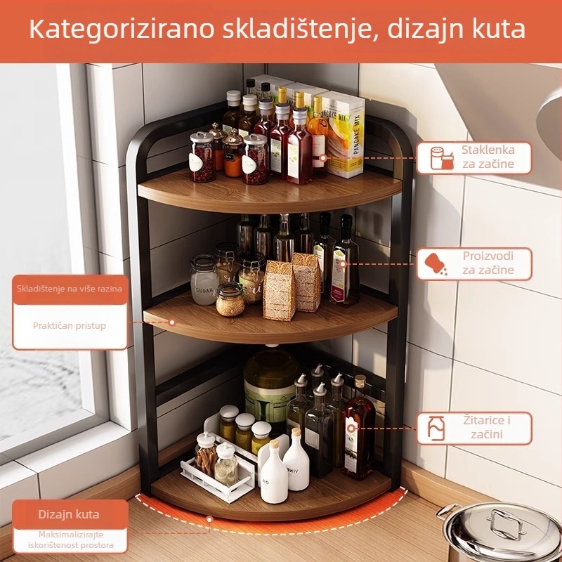 Kutni trokutasti držač za začine na kuhinjskom ploči, metalni stalak za pohranu