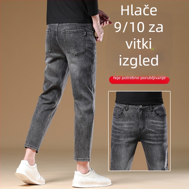 Premium muške crne traperice ravnog kroja, duljina 9/10, jesensko-zimski