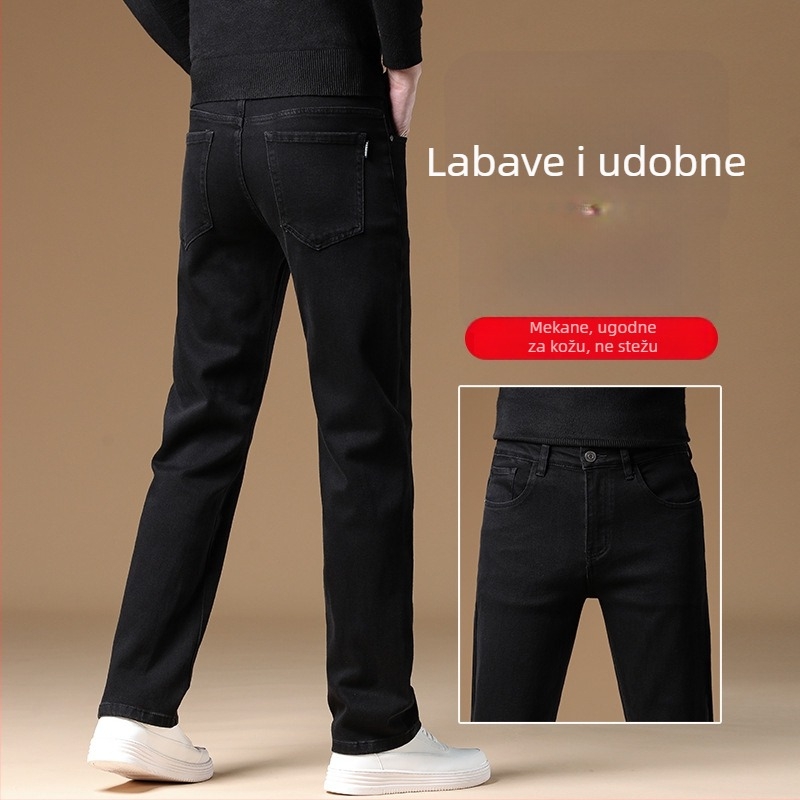 Premium muške crne traperice ravnog kroja, duljina 9/10, jesensko-zimski