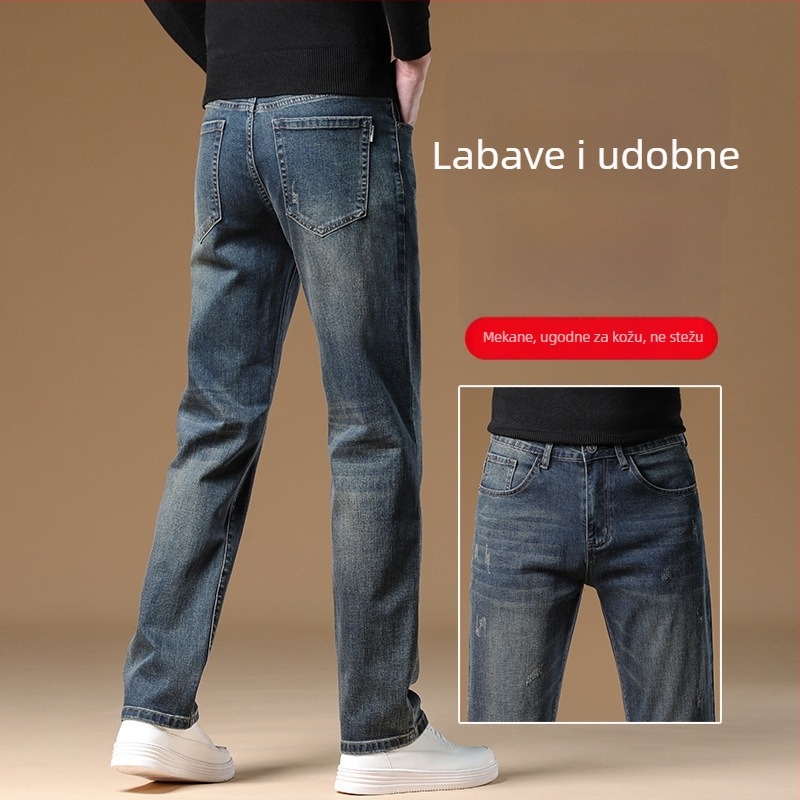 Premium muške crne traperice ravnog kroja, duljina 9/10, jesensko-zimski