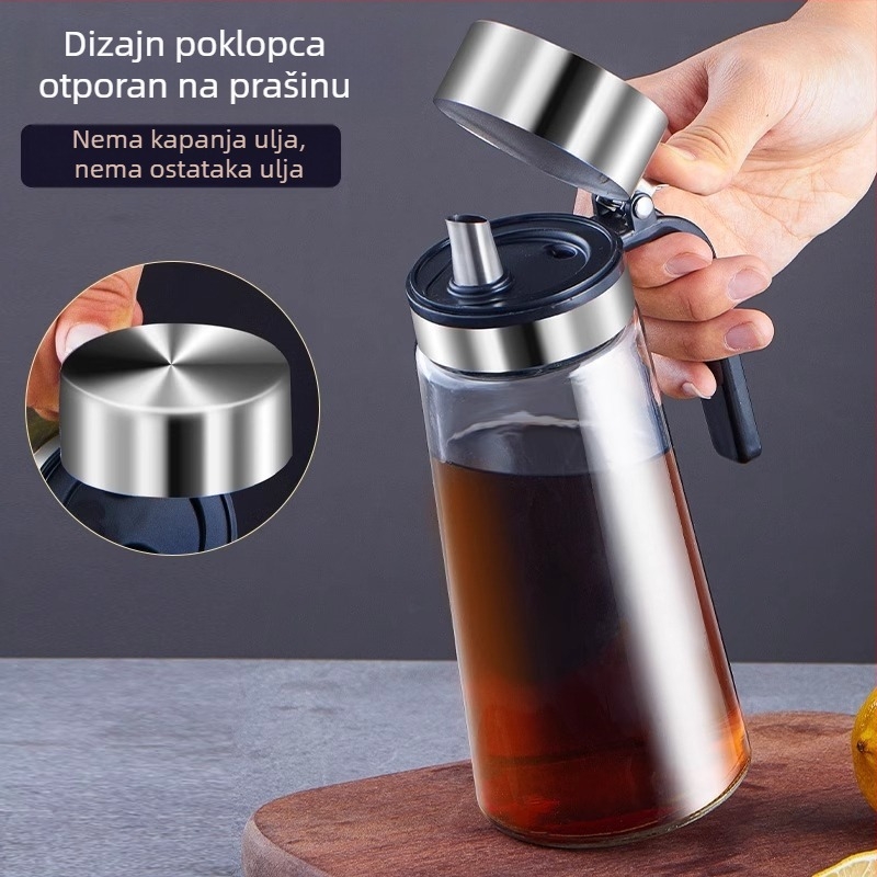 Set posuda za ulje od 304 nehrđajućeg čelika sa staklenom bočicom za kuhinju, bočica za sojin sos i ocat, brtveni dozator tekućih začina