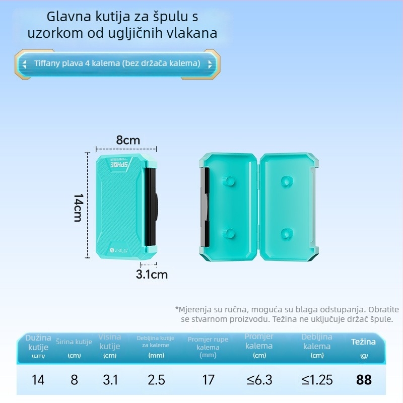 ABS kutija za glavni najlon sa zaključavanjem, protuklizna tekstura, kutija za najlon i opremu za ribolov