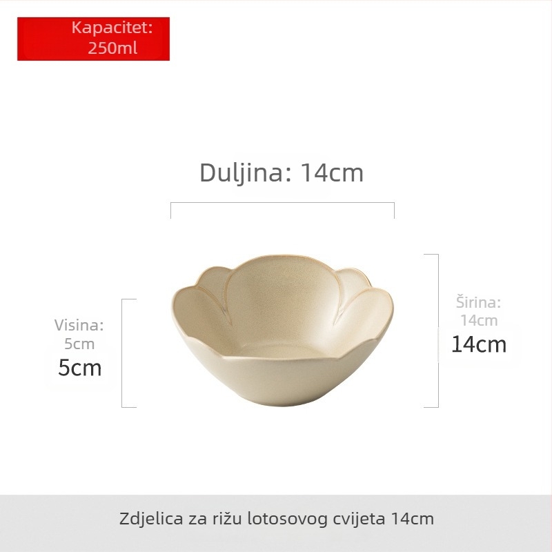Krem boje keramički posuđe s cvjetnim uzorkom, novi model za kućnu upotrebu, vrhunsko i elegantno, keramičko posuđe glazirano u peći; zdjela za juhu, tanjur za salatu i tanjur za voće