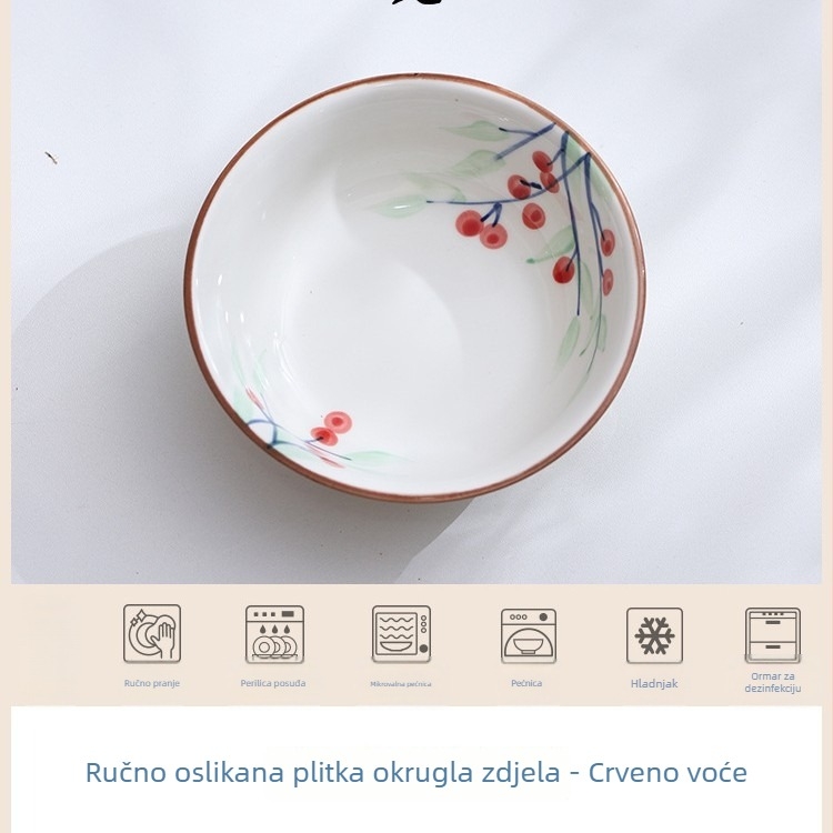Keramičke zdjele s japanskim cvjetnim uzorkom — zdjela za rižu, duboka zdjela, plitka zdjela, desertni tanjur