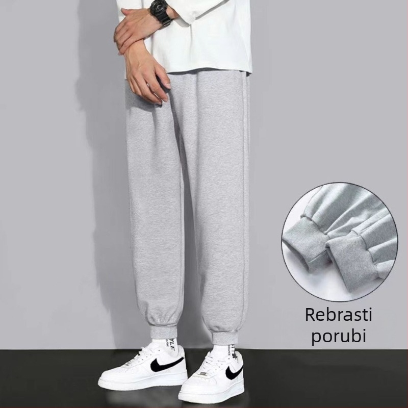 Muške casual ultra-tanke pamučne trenirke s elastičnim pojasom i suženim krajevima nogavica
