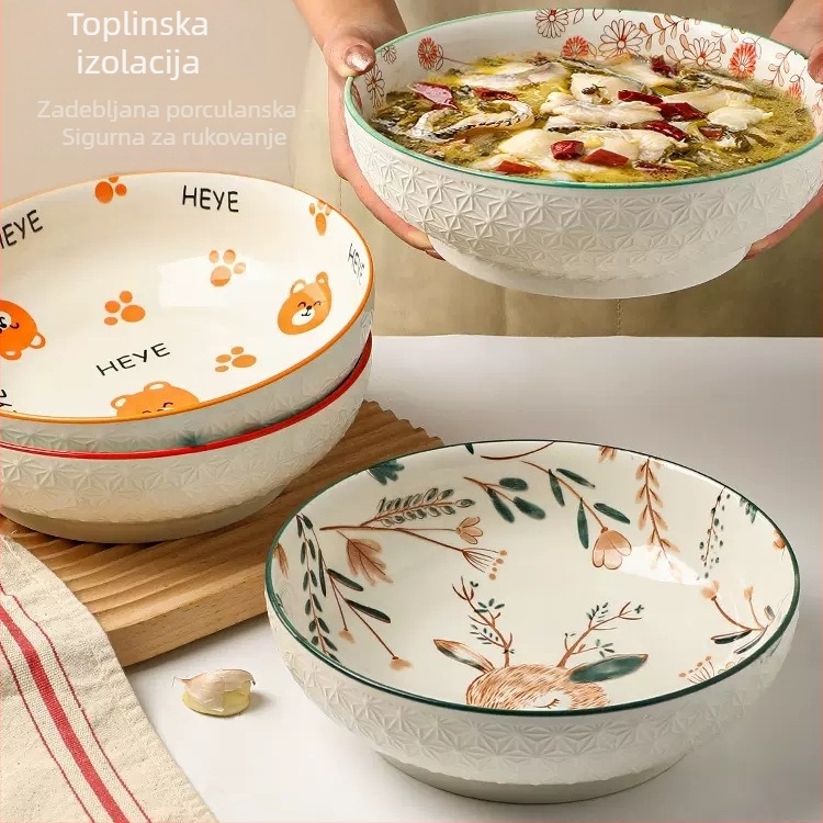Crna porcelanska zdjela za juhu, 2025 novi model, ekstra velika za kućnu upotrebu – zdjela za ribu sa kiselim kupusom, velika zdjela za juhu