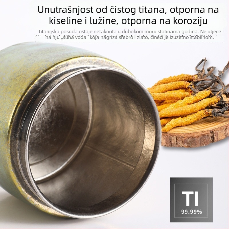 680 ml posuda za čaj od čistog titana, zatvorena vakuumom, veliki kapacitet, otporna na propuštanje, pritiskom tip vakuumske ekstrakcije