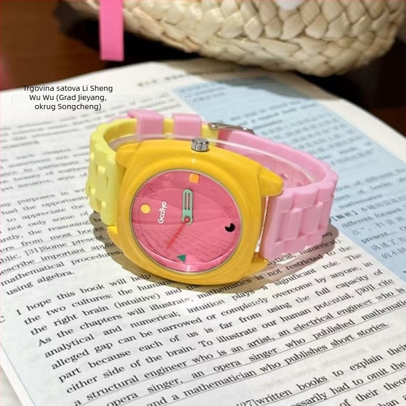 Gccliyo ženski sat, dopamin-inspiriran dizajn blok boja, marelica ton, ciferblat 40 mm, silikonska narukvica, kvarcni mehanizam, vodootporan do 10 m