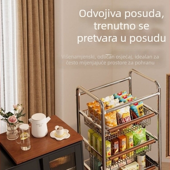 4-slojni stalak za mikrovalnu pećnicu, mobilni kuhinjski kolut za skladištenje voća i povrća