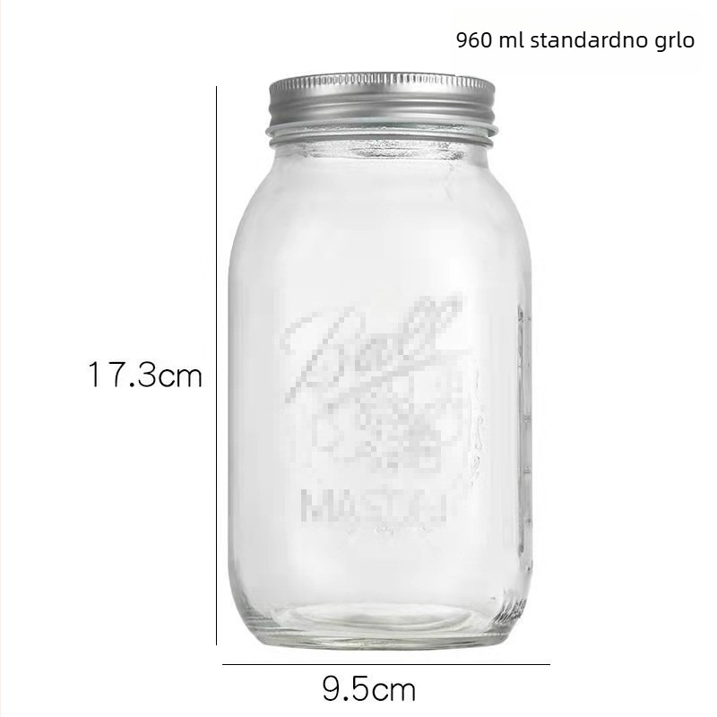 Stakleni Mason-jar s čepom – za med, džem, smoothie, zobene pahuljice, suho voće i žitarice
