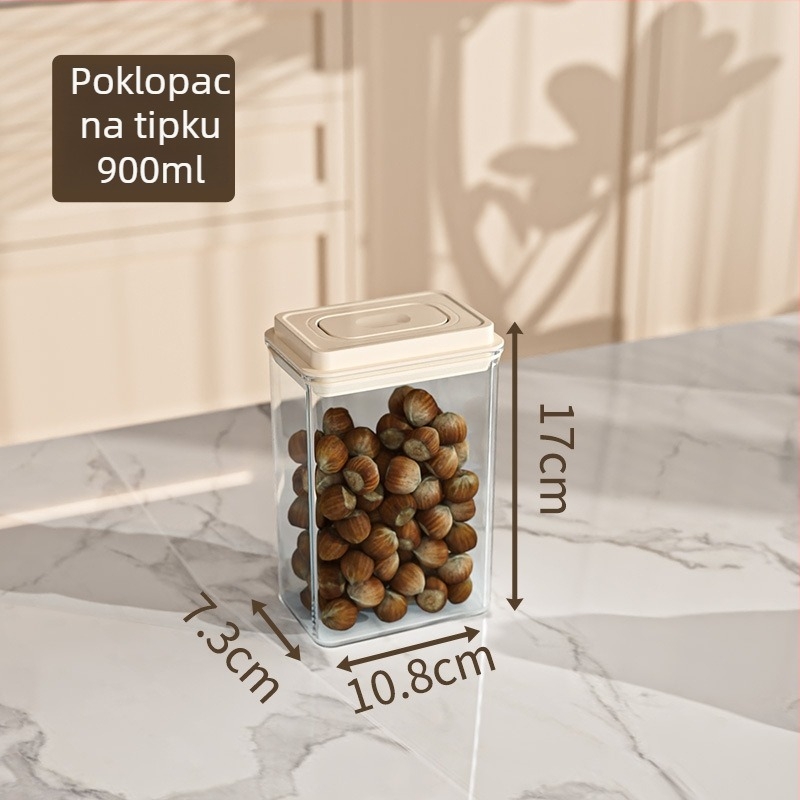 Plastična zatvorena posuda za žitarice i suhe namirnice, kvadratnog oblika, 1-2 L, očuvanje svježine