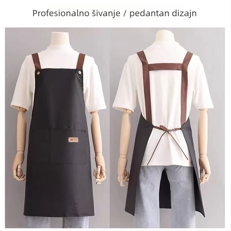 Crtež kuhinjska pregača, vodootporna i otporna na masnoću, bez rukava, za kućnu upotrebu, moderan stil, prilagođeni logo