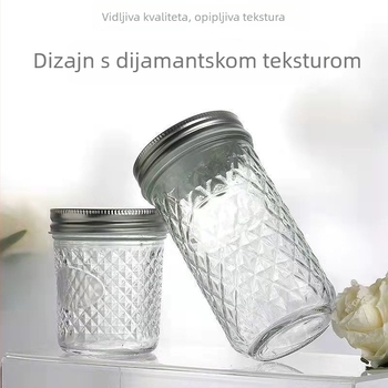 Staklena hermetički zatvorena posuda za džem i med, otporna na visoke temperature, pogodna za parenje, mogućnost dopunjavanja; otporna na eksploziju