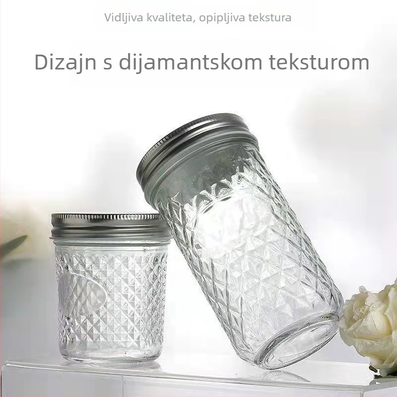 Staklena hermetički zatvorena posuda za džem i med, otporna na visoke temperature, pogodna za parenje, mogućnost dopunjavanja; otporna na eksploziju