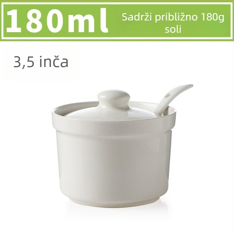 Keramička posuda za začine s poklopcem, kuhinja, čvrsti začini, s otisnutim logom
