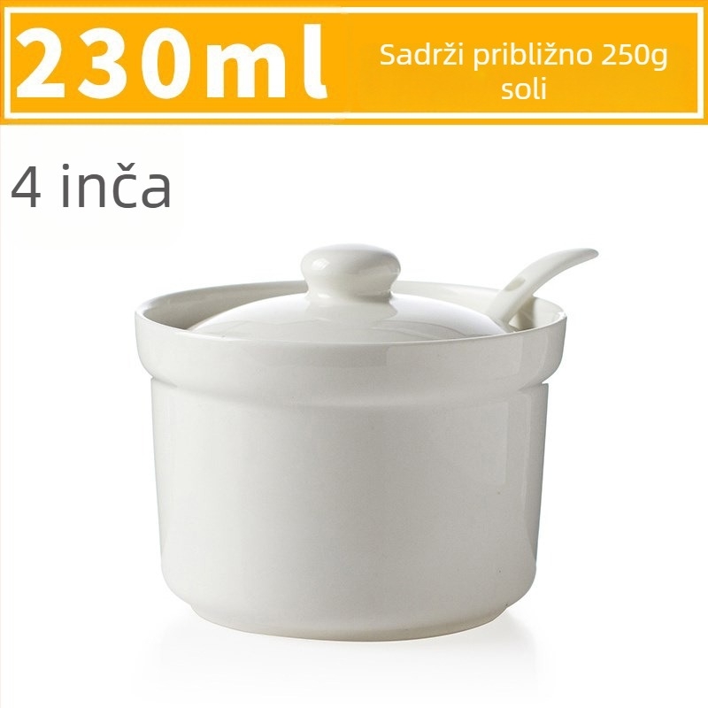 Keramička posuda za začine s poklopcem, kuhinja, čvrsti začini, s otisnutim logom