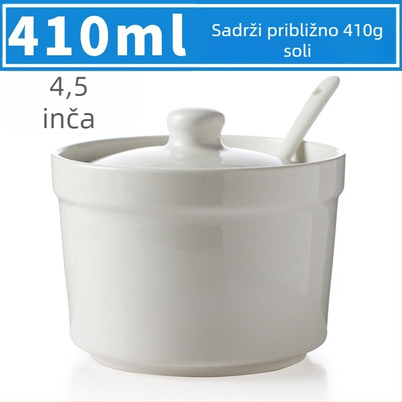 Keramička posuda za začine s poklopcem, kuhinja, čvrsti začini, s otisnutim logom