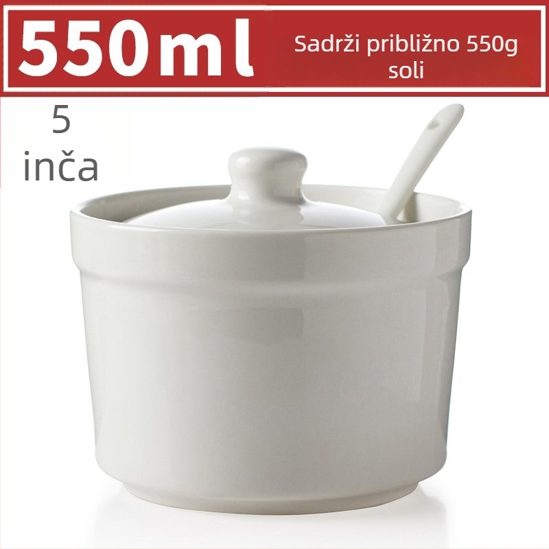 Keramička posuda za začine s poklopcem, kuhinja, čvrsti začini, s otisnutim logom