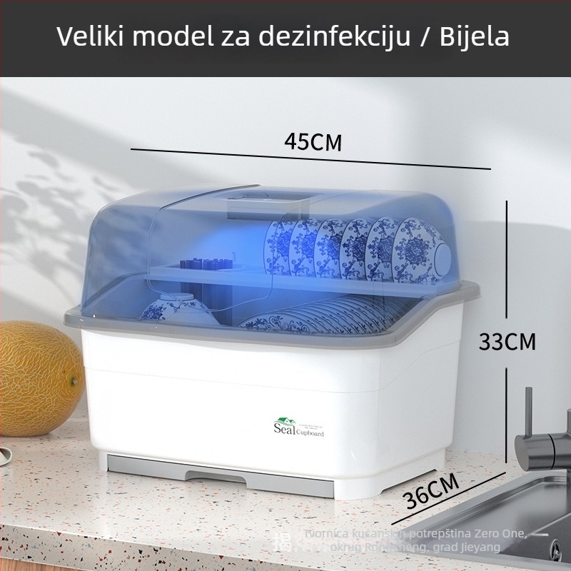 Kuhinjski odvodni stalak s poklopcem za zdjele, tanjure i pribor – kompaktni kućni organizator