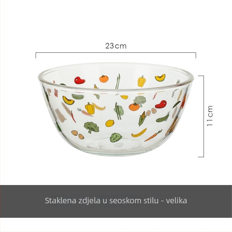 Staklena posuda velikog kapaciteta, prehrambene kvalitete, otporna na visoke temperature, za miješenje tijesta, pečenje i salate