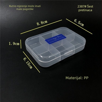 6-odjelna kutija za tablete i kompaktna kutija za nakit za putovanja