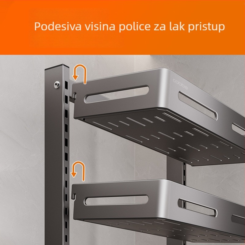 Stalak od nehrđajućeg čelika za kuhinjsku ploču sa višeslojnim spremnikom za začine, držač za štapiće i nože
