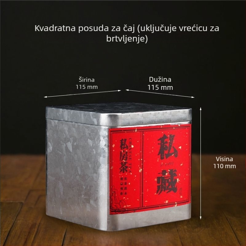 Limenka za čaj od limenke, okrugla metalna kutija s dvostrukim poklopcem, hermetički zatvoren spremnik za skladištenje bijelog čaja